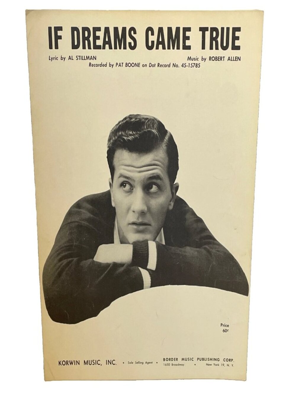Pat Boone If Dreams Came True Sheet Music 1958 Vintage Piano Vocal Ukulele